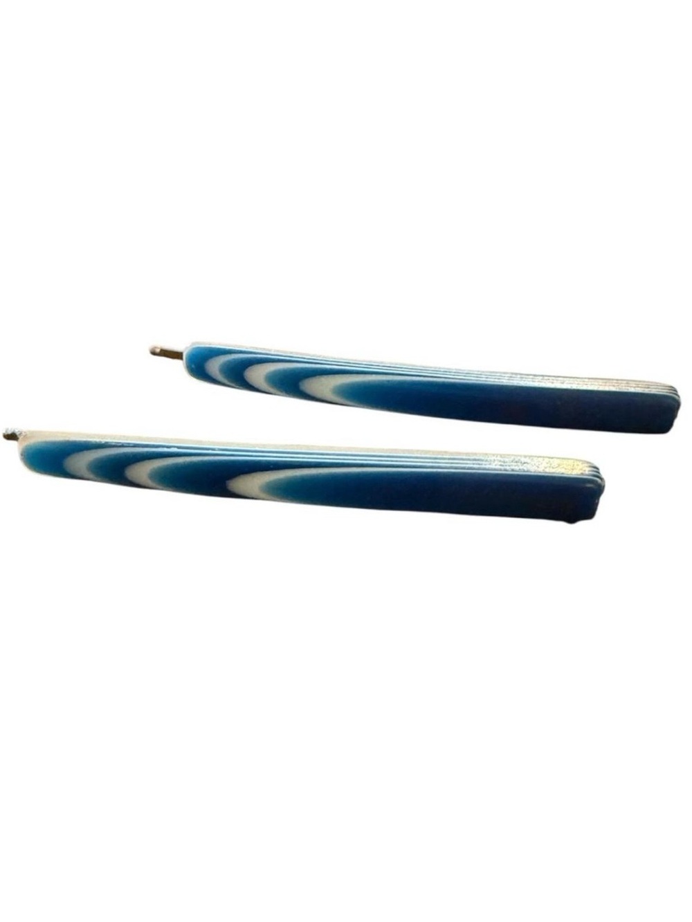 1970’s Vintage Blue and White Thick Plastic Bobby Pins, Retro Design